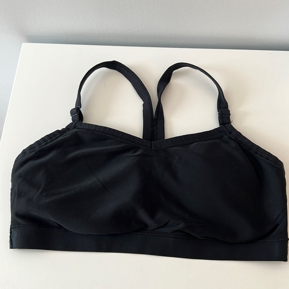 Black adjustable stray razor back sports bra